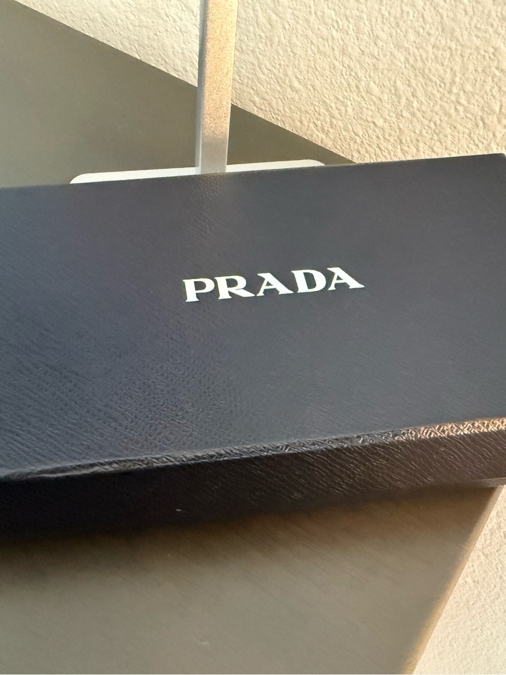 Prada Saffiano Leather Jeweled Wallet Blue Crystal Clutch W Box - Picture 2 of 7
